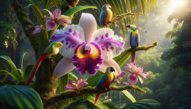 Grande fiore di orchidea Cattleya bianca e fuxia 2