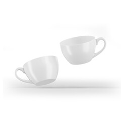 Two Cup Coffee Flying on white background