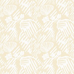 Modern white on cream lace effect wedding background texture. Soft tonal linen openwork block print with subtle hand drawn lattice damask printed fabric backdrop. 