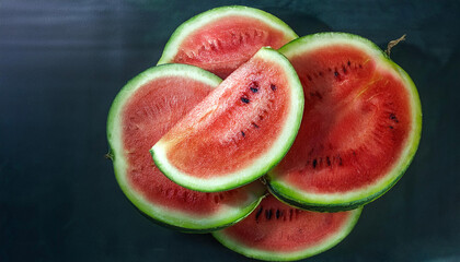 Watermelon, Creative background design with food theme, focus on the pile of fresh Watermelon