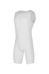 White Sleeveless Cycling Skinsuit with Aerodynamic Design and Front Zipper