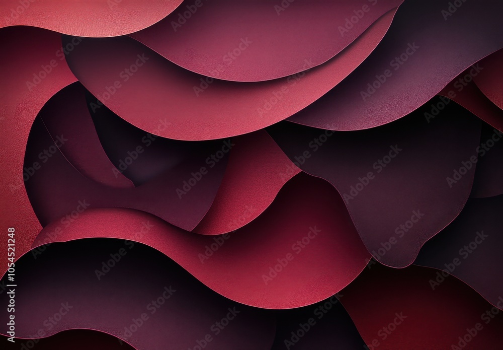 Poster red abstract background with overlapping red paper textures simple shapes, dark color palette, elega
