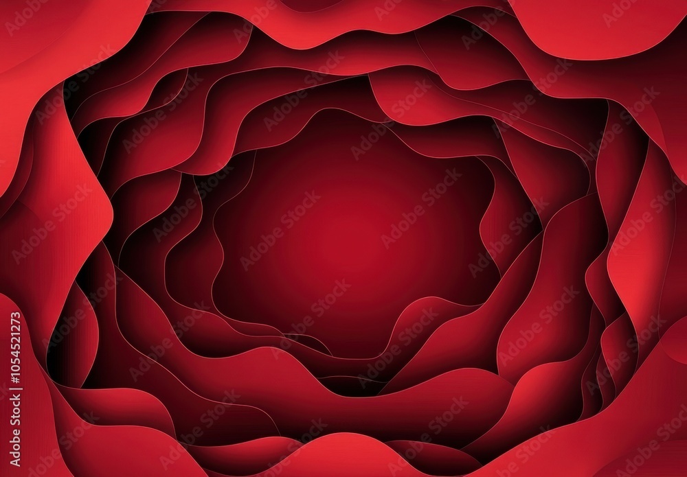 Poster red abstract background with overlapping red paper textures simple shapes, dark color palette, elega