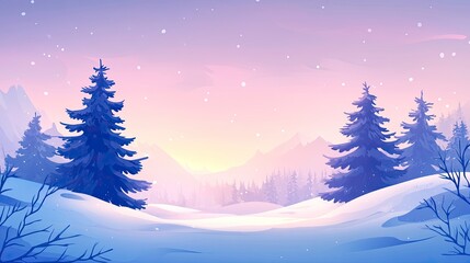 Merry christmas and happy new year greeting background with copy-space.Beautiful winter landscape with snow covered trees