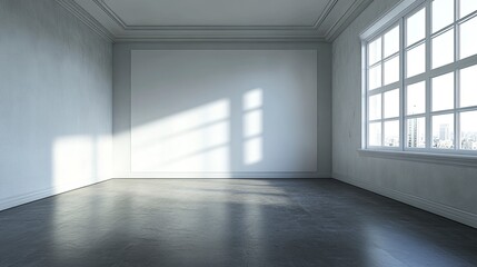 Modern Empty Office Room With White Blank Wall. 3d Render