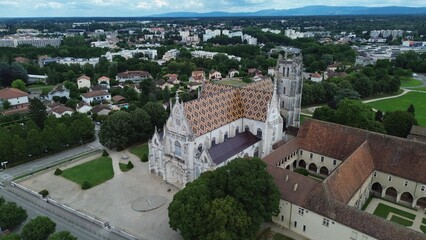 drone photo Brou Royal Monastery france europe