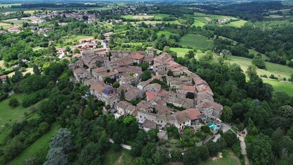 drone photo Medieval town of Pérouges france europe
