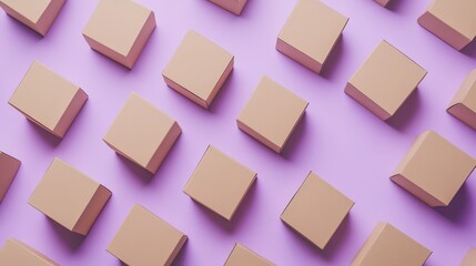 Brown boxes on a pastel lilac background, signifying transportation and delivery.