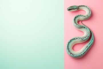 Fototapeta premium Serpent on pastel duo-tone background