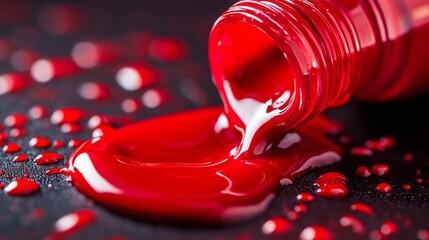 The liquid of red nail polish