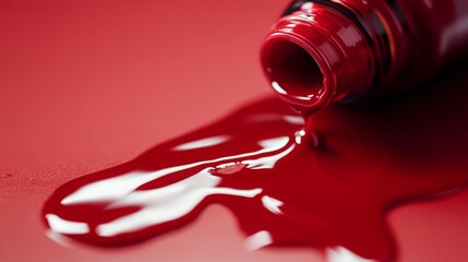 The liquid of red nail polish