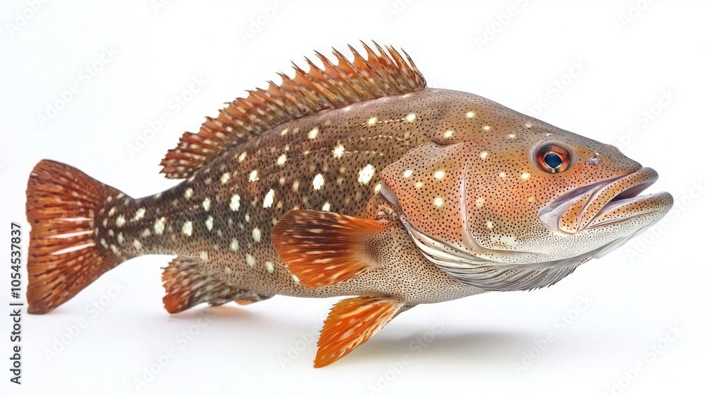 Poster striking grouper an example of the epinephelinae family displays vivid colors and patterns while gli