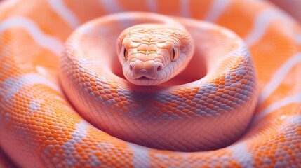 Coiled orange snake with detailed scales texture.