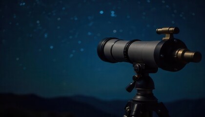 Telescope pointed towards the starry sky, symbolizing curiosity and exploration.