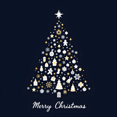 Minimalist Christmas Tree Design with Holiday Icons 