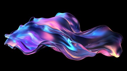 Fototapeta premium A Mesmerizing Display of Colorful Fluidity Against a Solid Black Background with Ethereal Waves and Shimmering Highlights