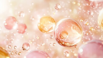 Fototapeta premium The bubbles suggest a calming. concept skin care cosmetics.
