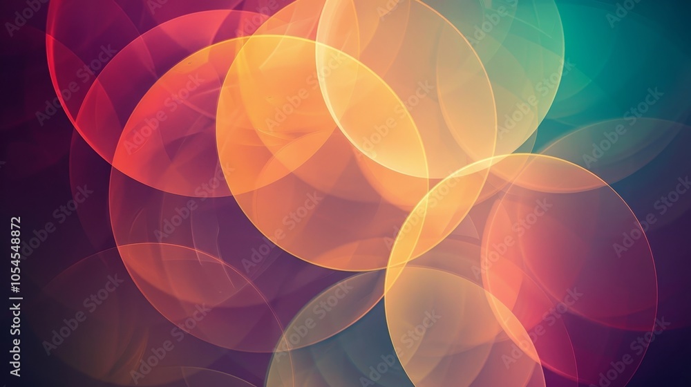 Poster vivid oversized circles in various colors blend together seamlessly to form an engaging abstract pat