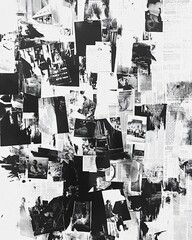 Fototapeta premium Old torn black and white newspaper pattern 