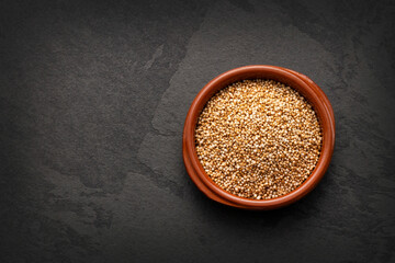 Organic amaranth seeds in the bowl - Amaranthus.