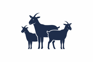 Goats standing up isolated on a white background