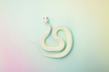 Fototapeta premium Minimalist white snake on pastel background