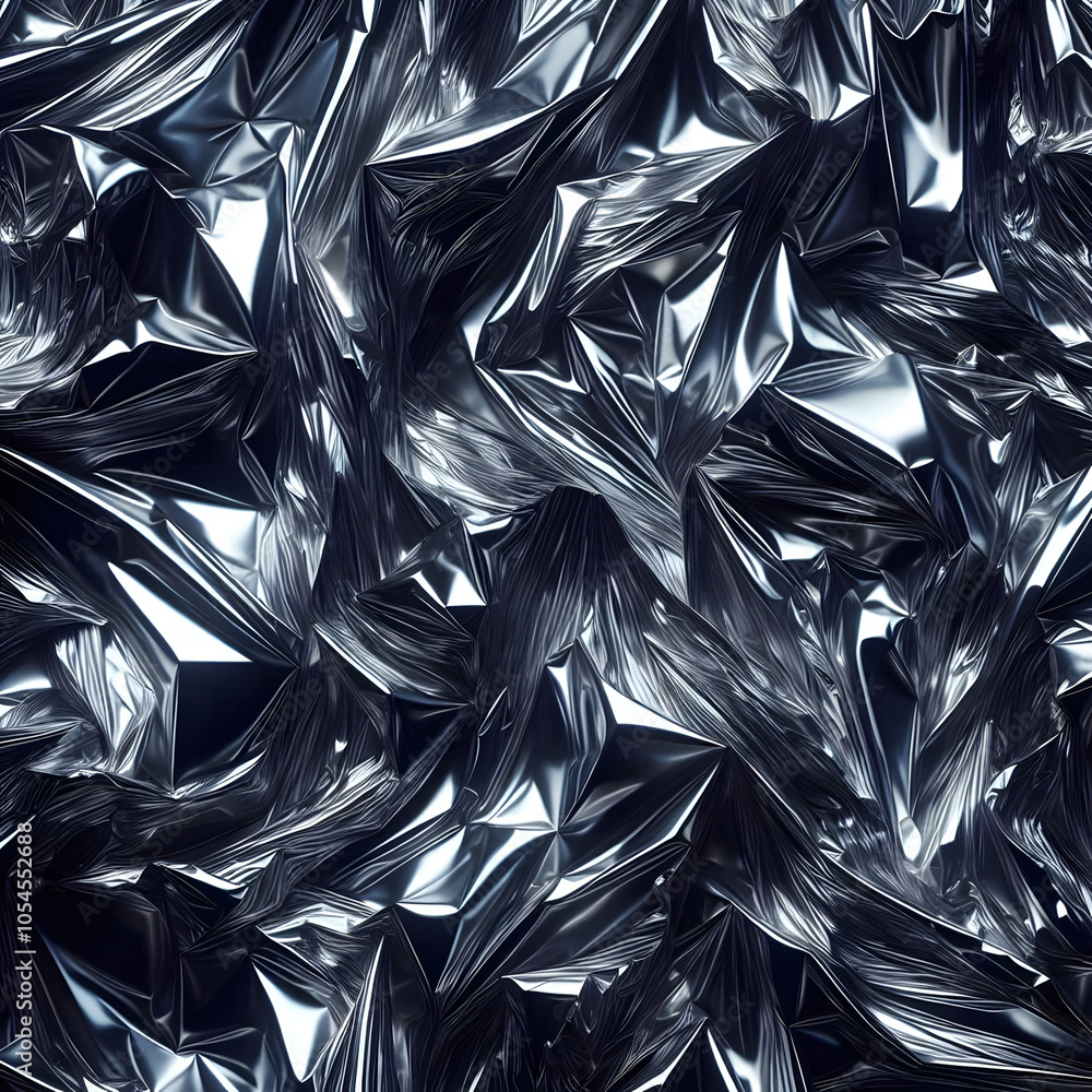 Aufkleber abstract metallic texture with crumpled foil pattern and reflective surfaces