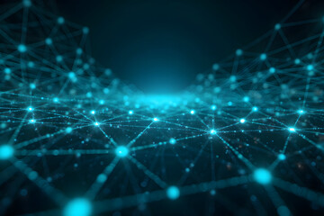 Fototapeta premium Futuristic network of glowing blue connections in abstract digital space