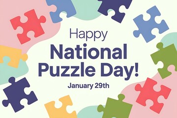 Celebrating National Puzzle Day with Colorful Jigsaw Pieces for Fun Learning