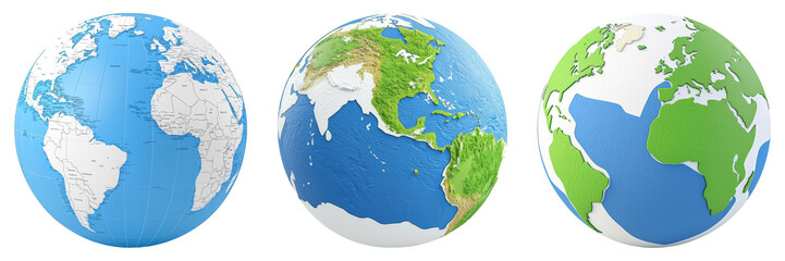 Three Styles of Earth Globe Illustrations