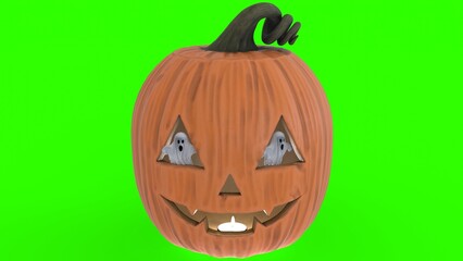 halloween pumpkin with green background