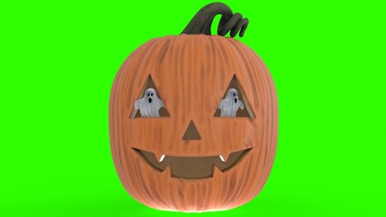 halloween pumpkin with green background