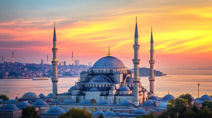 Stunning Twilight View of the Blue Mosque in Istanbul, Turkey