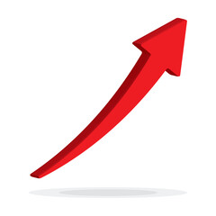 Growing business 3d red arrow on white. Profit red arrow, Vector illustration.Business concept, growing chart. Concept of sales symbol icon with arrow moving up. Economic Arrow With Growing Trend.