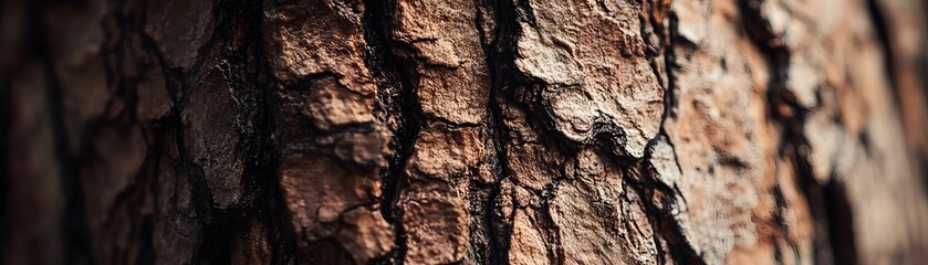 Close-up of Tree Bark with Deep Grooves and Cracks