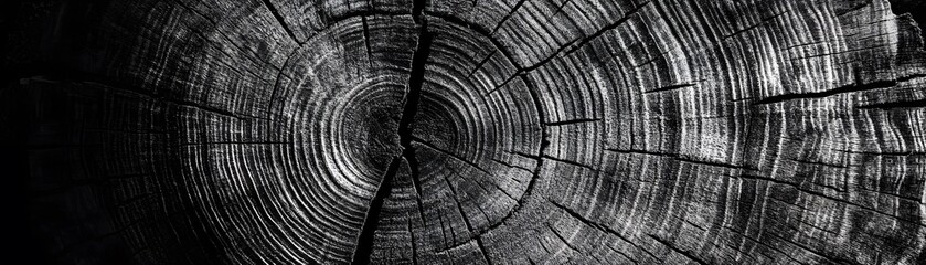 Fototapeta premium Close-up of a Cracked Tree Trunk with Visible Growth Rings