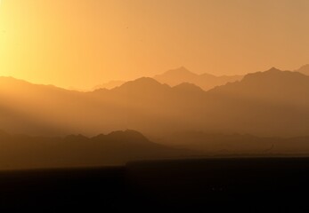 Golden time near the Zzyzx road hills at sunrise