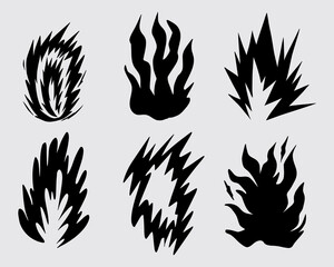 Fire flame ink collection lit ignite burning clip art t shirt design element isolated vector editable