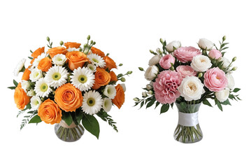 colorful flower bouquet on a transparent background