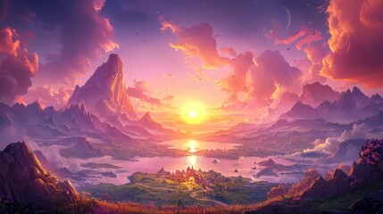 Sunset Over Mountains