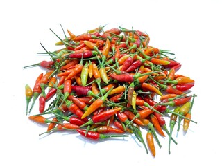 Fototapeta premium Pile of red chili peppers isolated on white background.