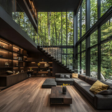 escalier design dans une belle maison de luxe - IA Generative