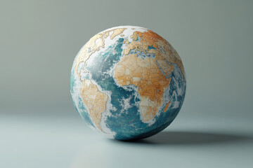 simple, yet powerful image of global map on sphere with distressed texture, conveying fragility of our planet