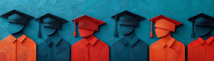 Colorful Papercut Illustration of Graduation Ceremony
