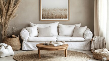 Cozy Minimalist Living Room with Neutral Tones