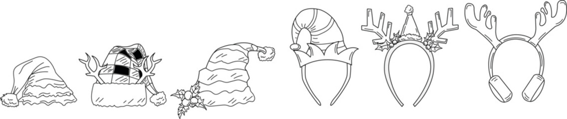 Christmas Illustration Party Hats Vector Set