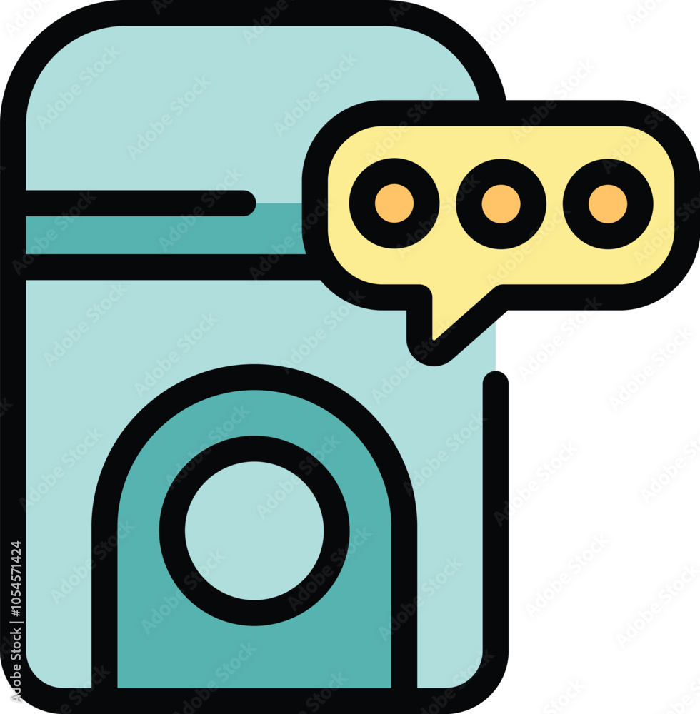 Poster simple outline icon for websites, apps and illustrations representing a smart washing machine sendin