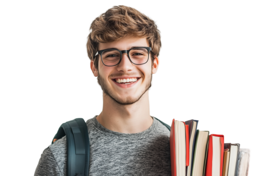 smiling student with books