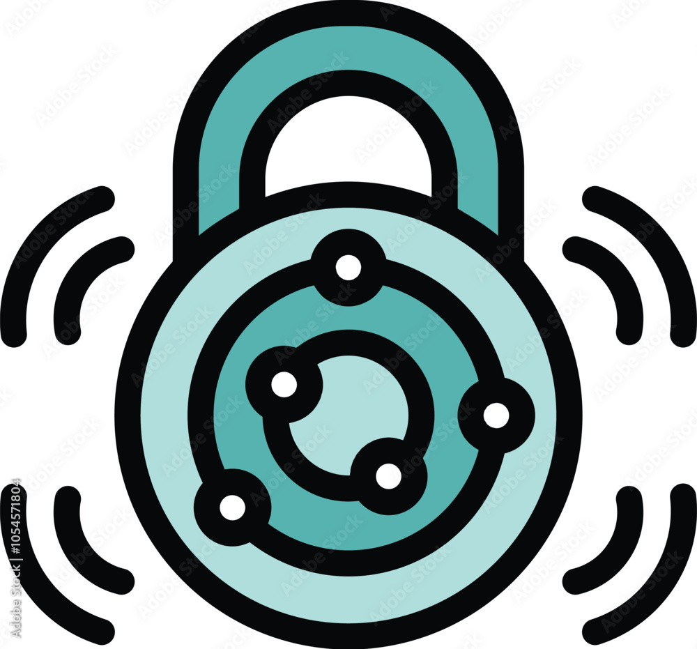 Poster smart padlock with wifi symbol sending data for security access
