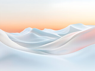 Abstract landscape with soft pastel hues, resembling a snowy mountain range bathed in a delicate sunset glow.